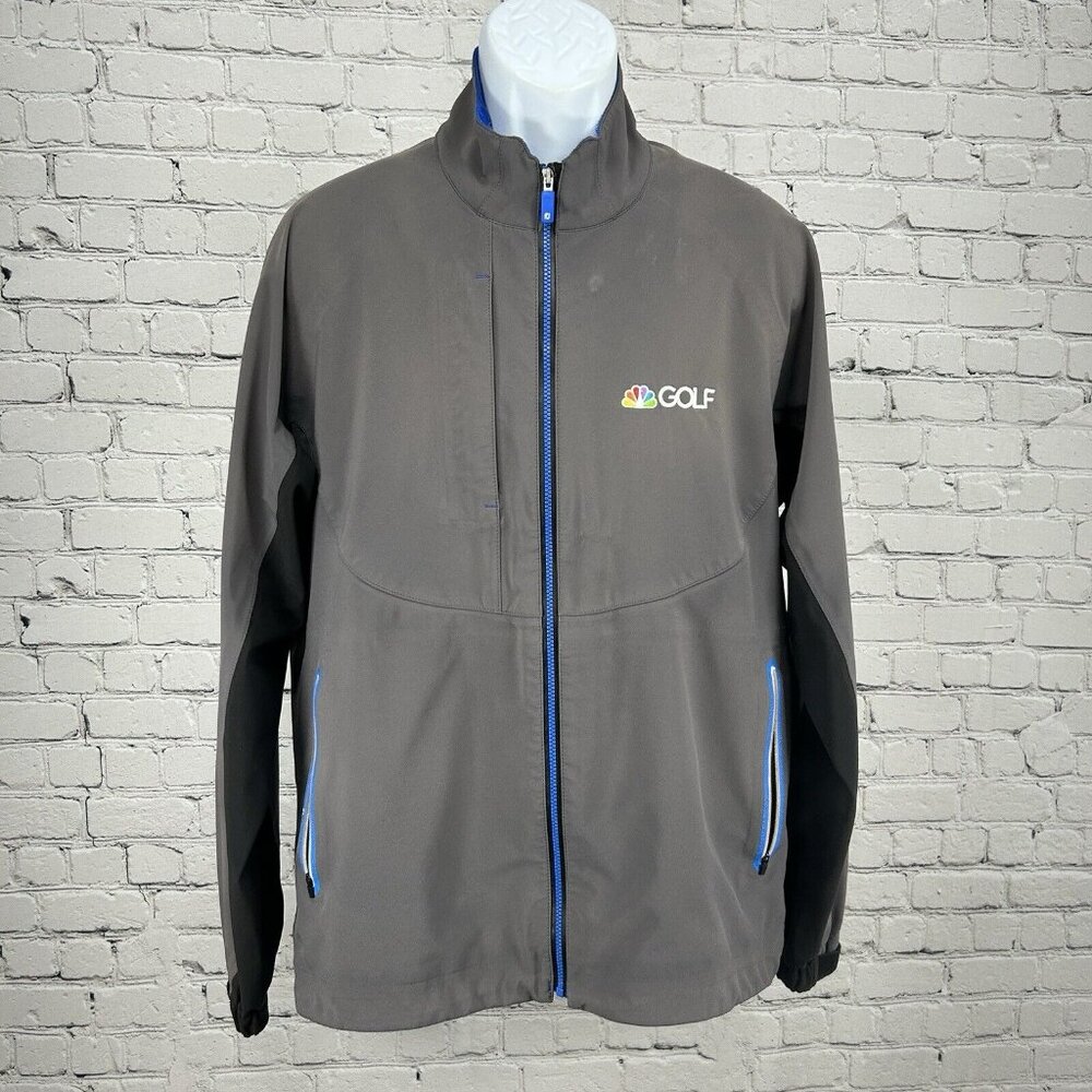 Fj Dryjoys NBC Golf Full Zip Lined Gray Collared Windbreaker Size Large L